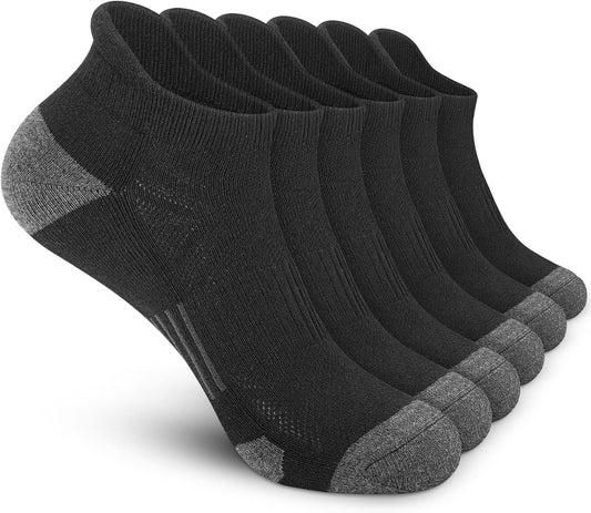 Ankle Athletic Running Socks Low Cut Sports Socks Breathable Cushioned Tab Socks for Men Women 6 Pairs