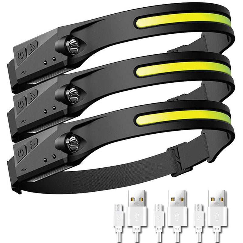Induction Headlamp COB LED Head Lamp with Built-In Battery Flashlight USB Rechargeable Head Torch 5 Lighting Modes Head Light