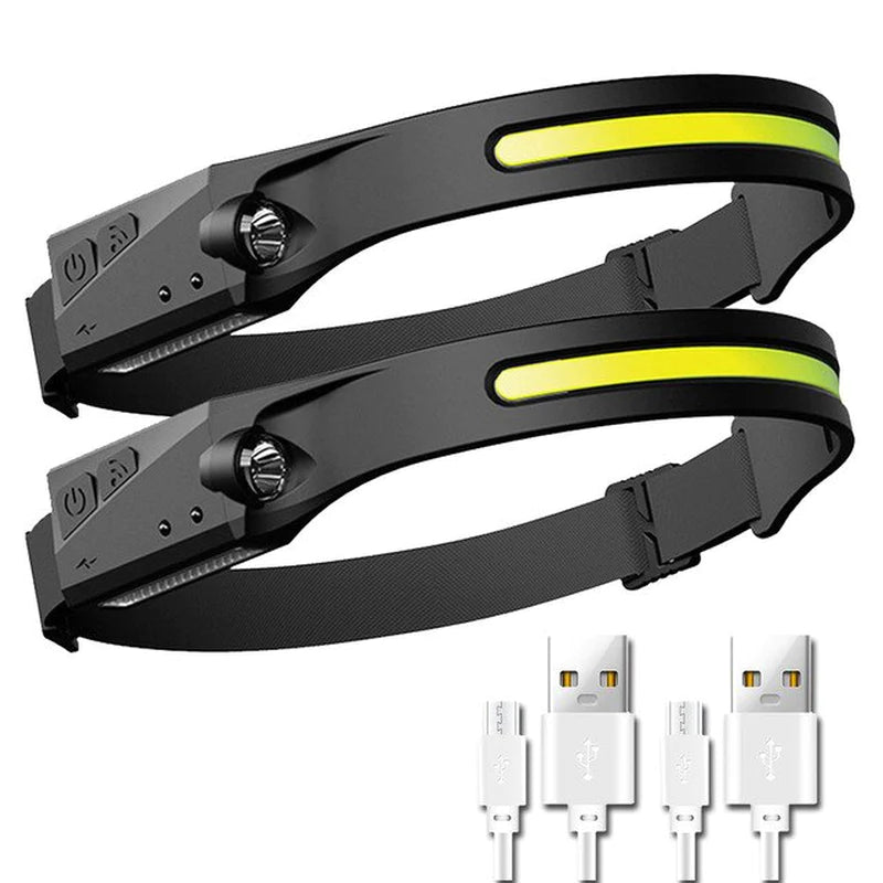 Induction Headlamp COB LED Head Lamp with Built-In Battery Flashlight USB Rechargeable Head Torch 5 Lighting Modes Head Light